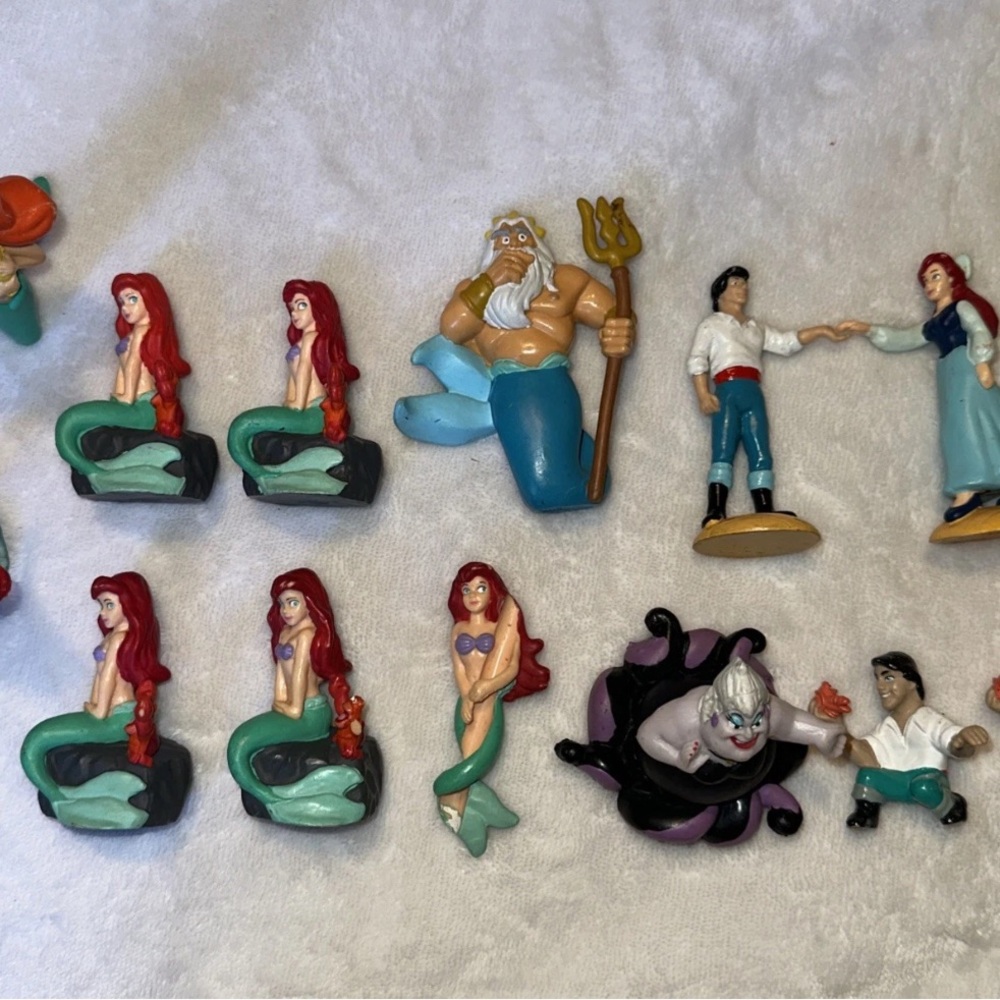 Disney Little Mermaid Mini Figure Bundle Lot PVC Cake Topper Vintage Collection